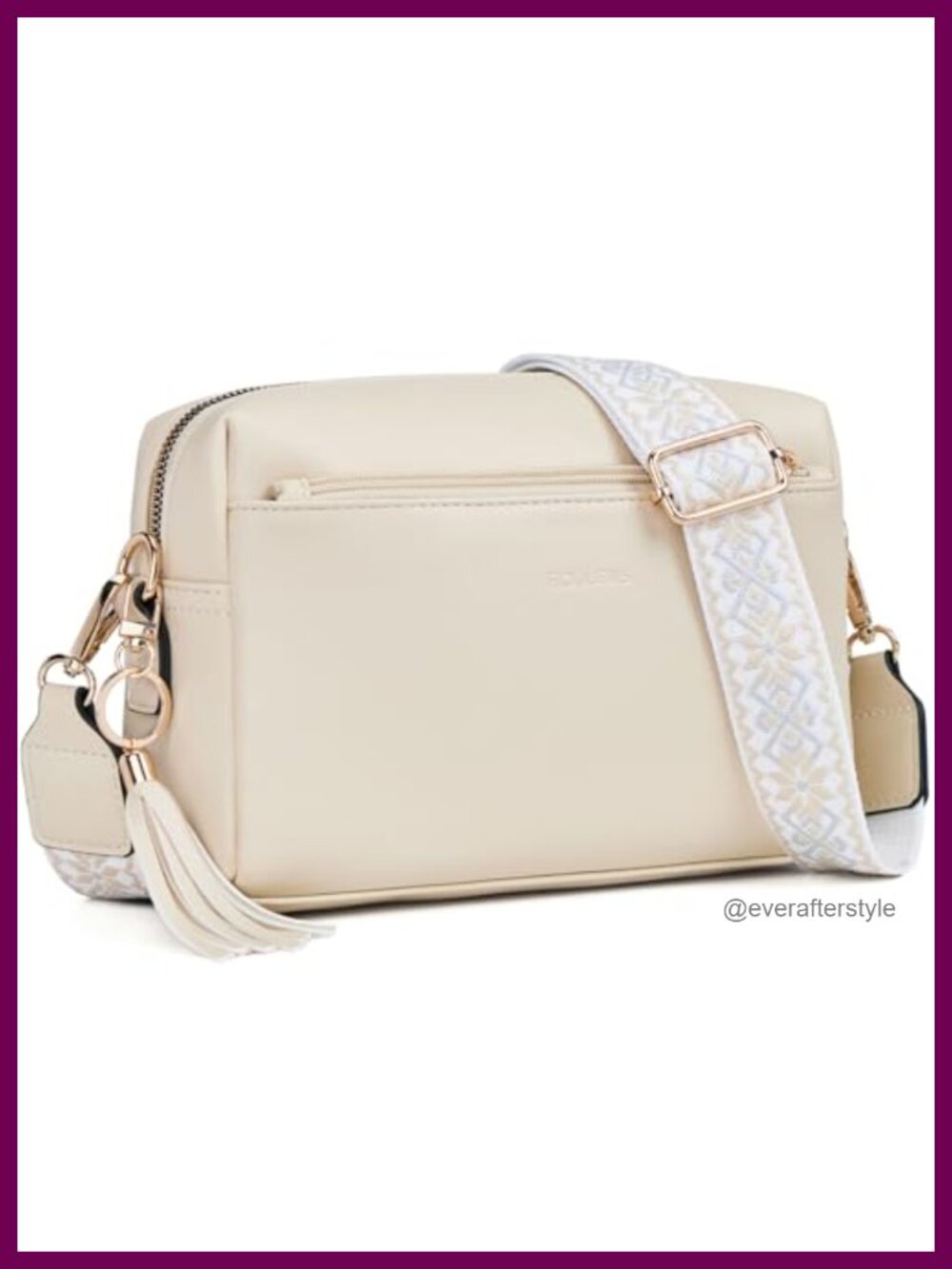 Vegan Leather Triple-Zip Crossbody Bag Small Phone Purse Adjustable Strap